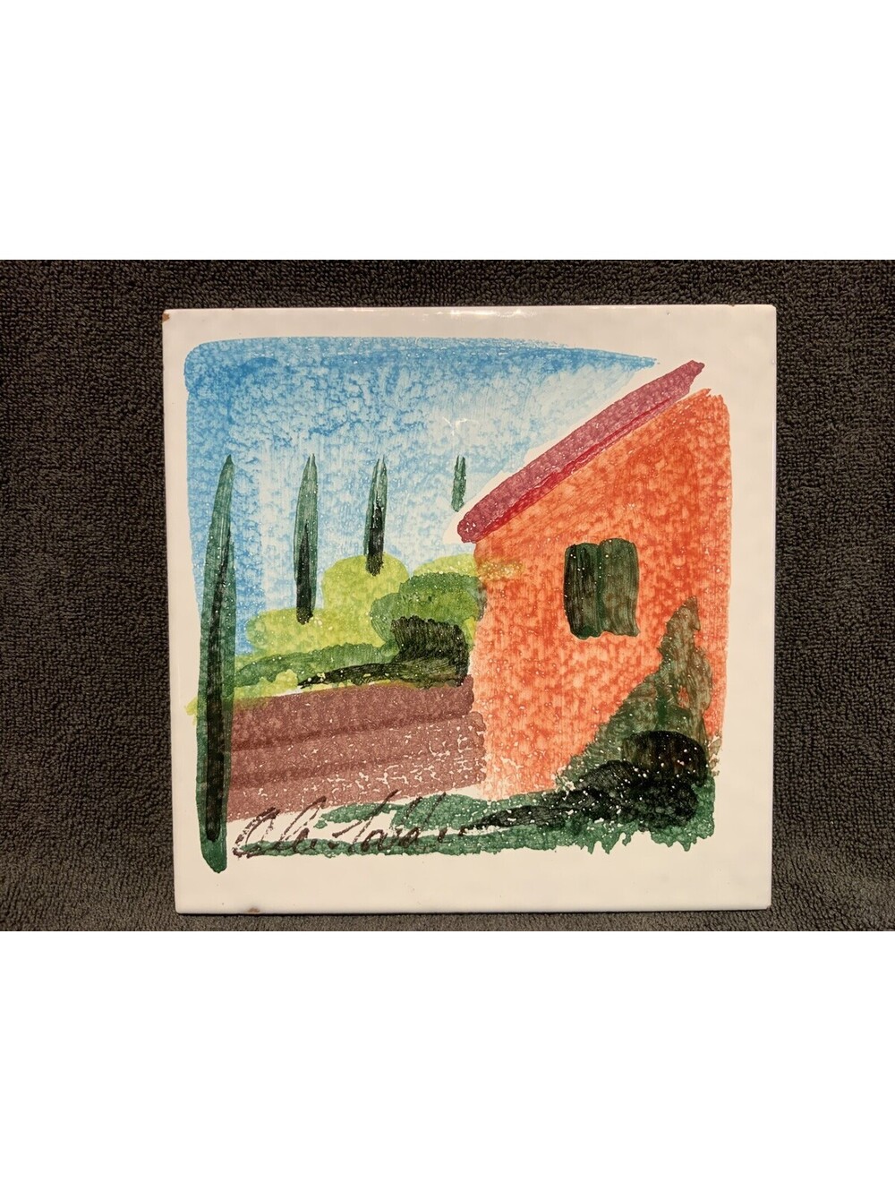 Marco e Cristina Hand Painted Italian 8” x 8” Signed Trivet